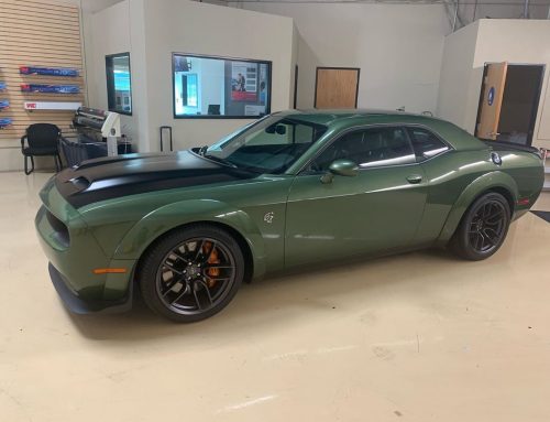 Working on this beauty this morning! Dodge Challenger with 3M window tint